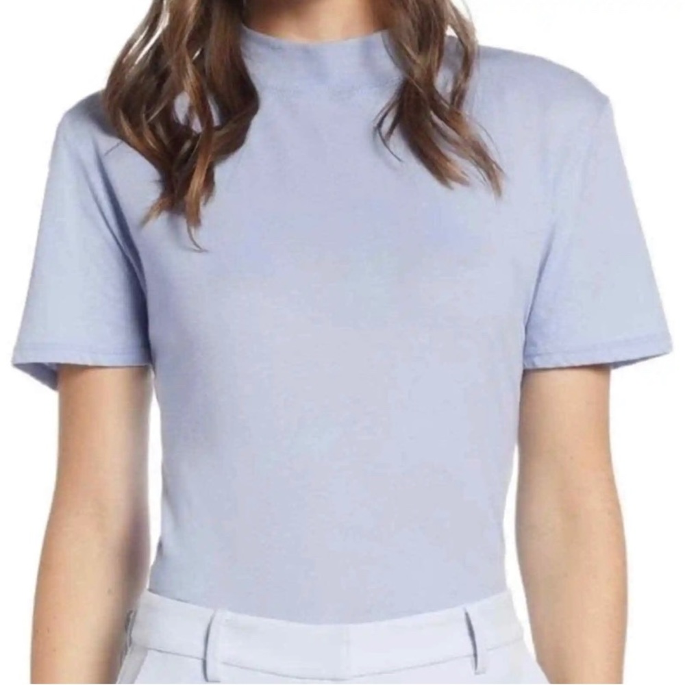Something Navy Mock‎ Neck Short Sleeve T-shirt • Purple Small 5562